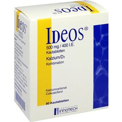 Eine Packung mit Kautabletten, die Kalzium und Vitamin D3 enthält.