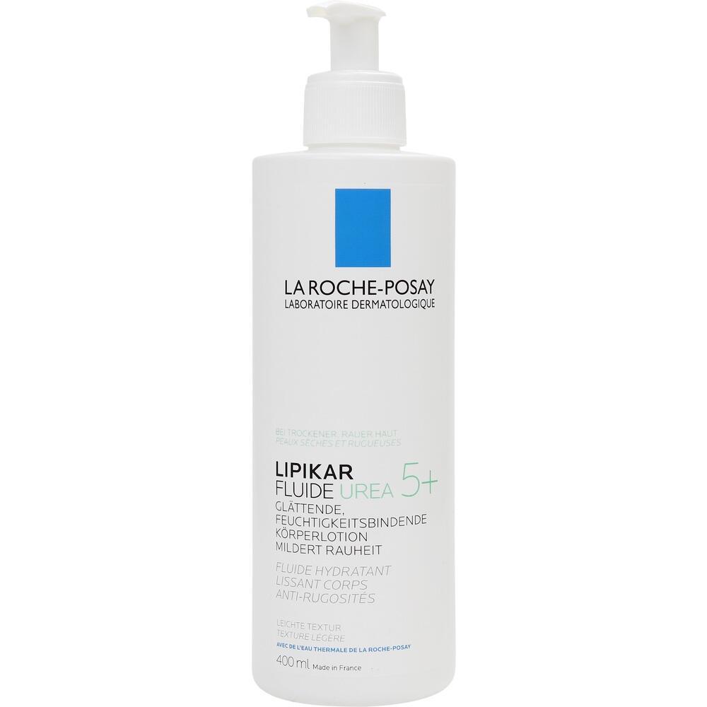 Weiße Flasche mit Körperlotion und Pumpverschluss von La Roche-Posay.
